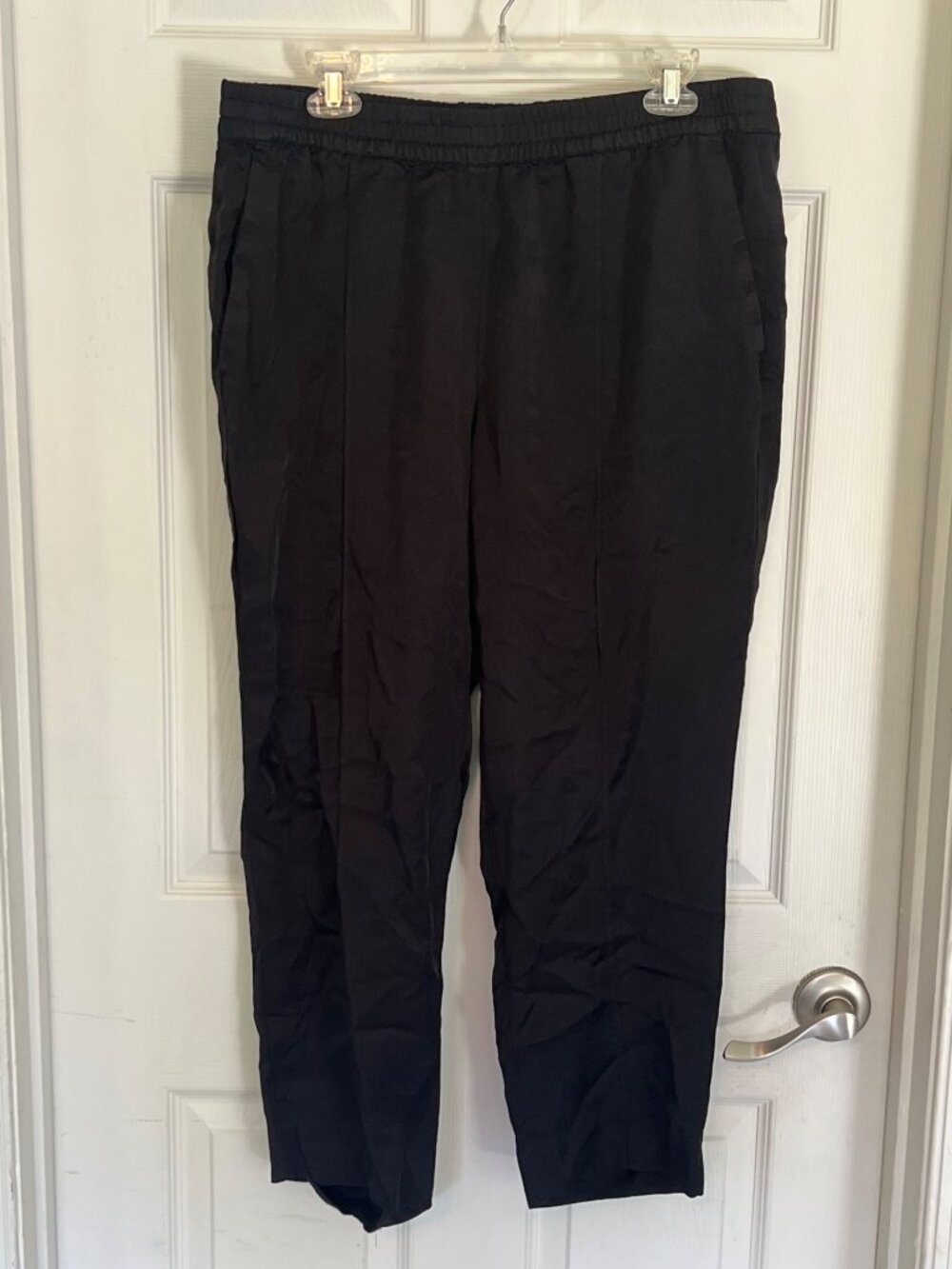 Banana Republic Black Pull On High Rise Satin Dress Pants Women's Large - Picture 1 of 5